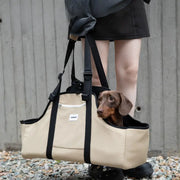 BaguetteFit™ Extended Pet Shoulder Carrier – Ergonomic Travel Bag for Long-Body Dogs & Cats