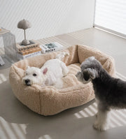 Classic Plush Cotton Pet Bed – Deep Sleep Winter Bed with Anti-Slip Base for Cats & Dogs