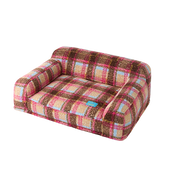 VelvetTartan™ Pet Sofa Bed – Retro Check Plush Lounger for Cats & Dogs