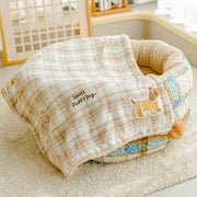 HighlandSleep™ Scottish Plaid Deep Sleep Pet Bed – Plush Winter Donut Bed