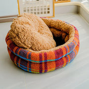 Rainbow Sherpa Deep Sleep Pet Bed– Washable Winter Warming Bed for Cats & Small Dogs