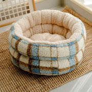 HighlandSleep™ Scottish Plaid Deep Sleep Pet Bed – Plush Winter Donut Bed