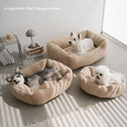 Classic Plush Cotton Pet Bed – Deep Sleep Winter Bed with Anti-Slip Base for Cats & Dogs