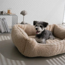 Classic Plush Cotton Pet Bed – Deep Sleep Winter Bed with Anti-Slip Base for Cats & Dogs