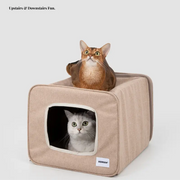Dual-Entrance Linen Cat Cave Bed