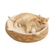 Boho Rattan Cat Bed & Scratcher - All-Seese Round Nest, 3 Sizes, Eco-Friendly - SNUGTREKKER