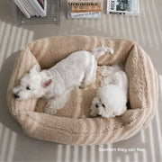 Classic Plush Cotton Pet Bed – Deep Sleep Winter Bed with Anti-Slip Base for Cats & Dogs